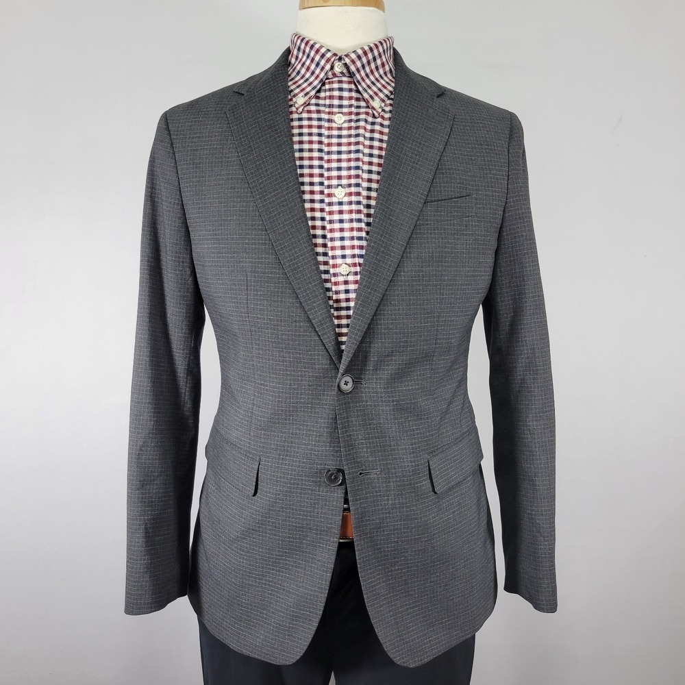 Banana Republic Men's Sport‎ Coat Blazer Two Button Gray Checked Poly Slim 40S